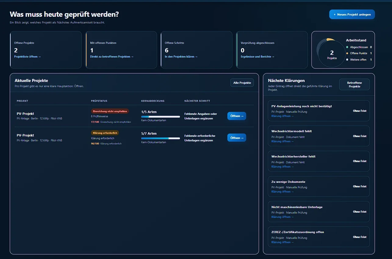 GridAtlas Dashboard im Dunkelmodus
