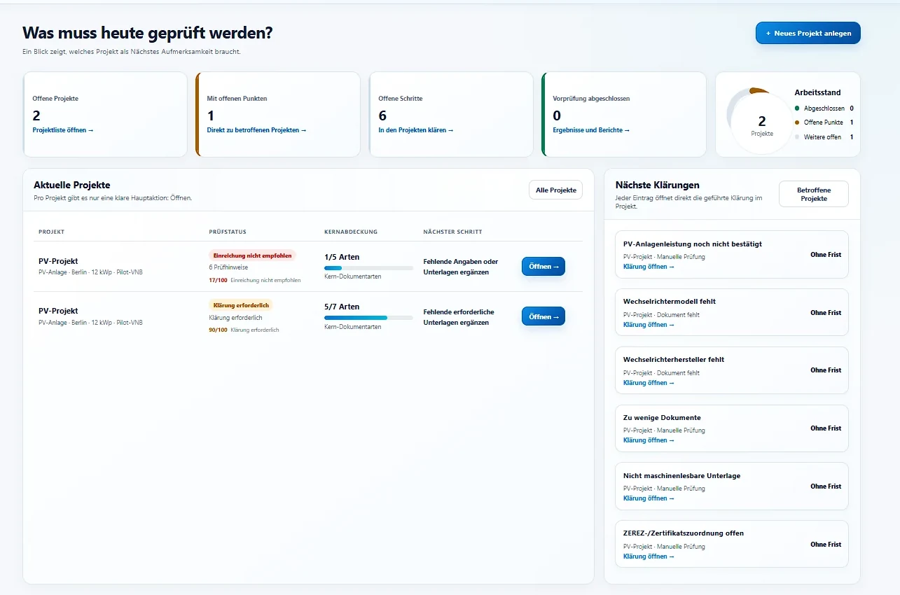 GridAtlas Dashboard im Hellmodus